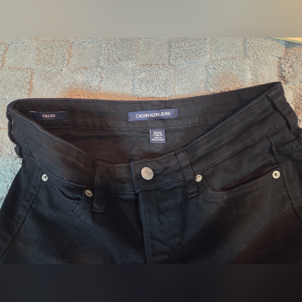 CALVIN KLEIN Jeans CKJ 001 Mid Rise Black Super Skinny Jeans Womans Size  28x28 - Picture 7 of 7